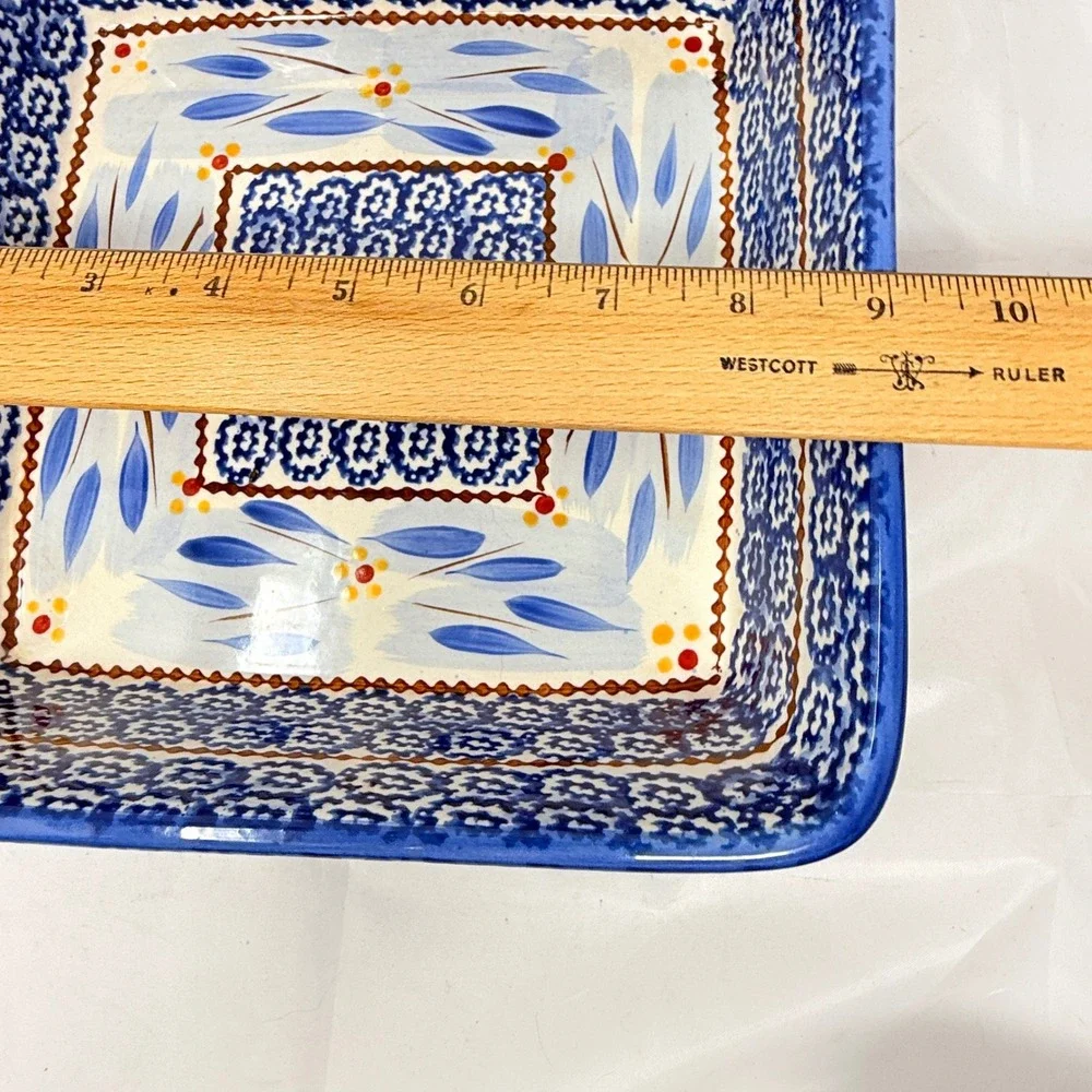 Temp-tations Old World 1.5 QT Square Baker Blue Floral Ceramic Ovenware by Tara